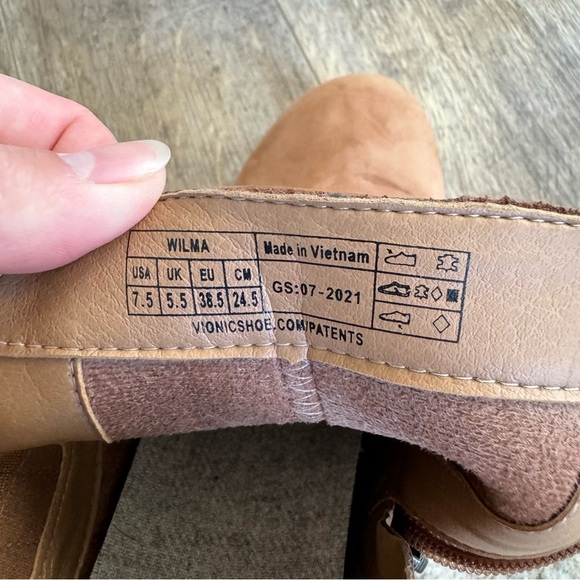 Vionic Wilma Waterproof Block Heel Boots - Color: Toffee Wp Nubuck - Picture 8 of 9